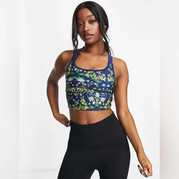 ASOS 4505 Mid Impact Floral Sports Bra - Picture 1 of 11